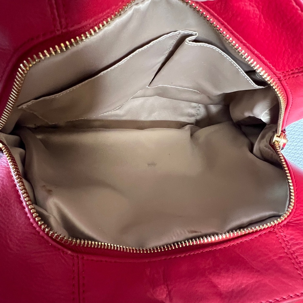 COACH Campbell Dark Red Leather Large Hobo Shoulder Bag Chunky Brass Buckle Y2K - Picture 14 of 16
